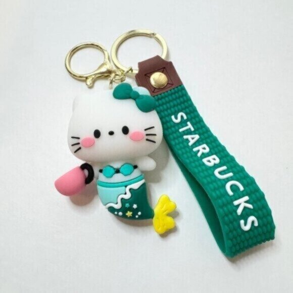 Starbucks Hello Kitty Mermaid Keychain Green Sanrio Collab Strap Bag Charm Cute - Picture 3 of 7